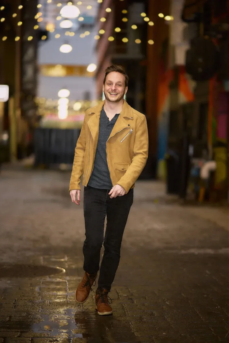 Lifestyle dating profile photo shot outdoors in Austin, Texas